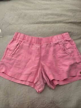 Lilly Pulitzer Bubblegum Pink Elastic-Waist Linen Shorts